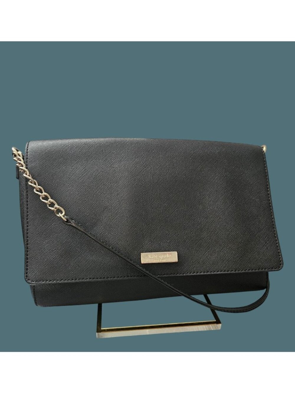 Kate Spade New York Black Leather Tilden Place Alek Crossbody Chain Bag